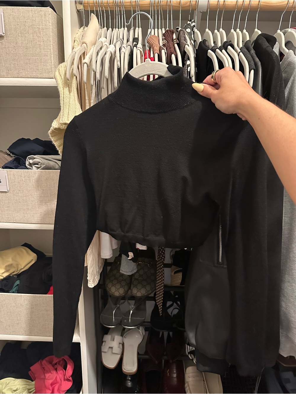 Bardot Black Cropped Knit Top